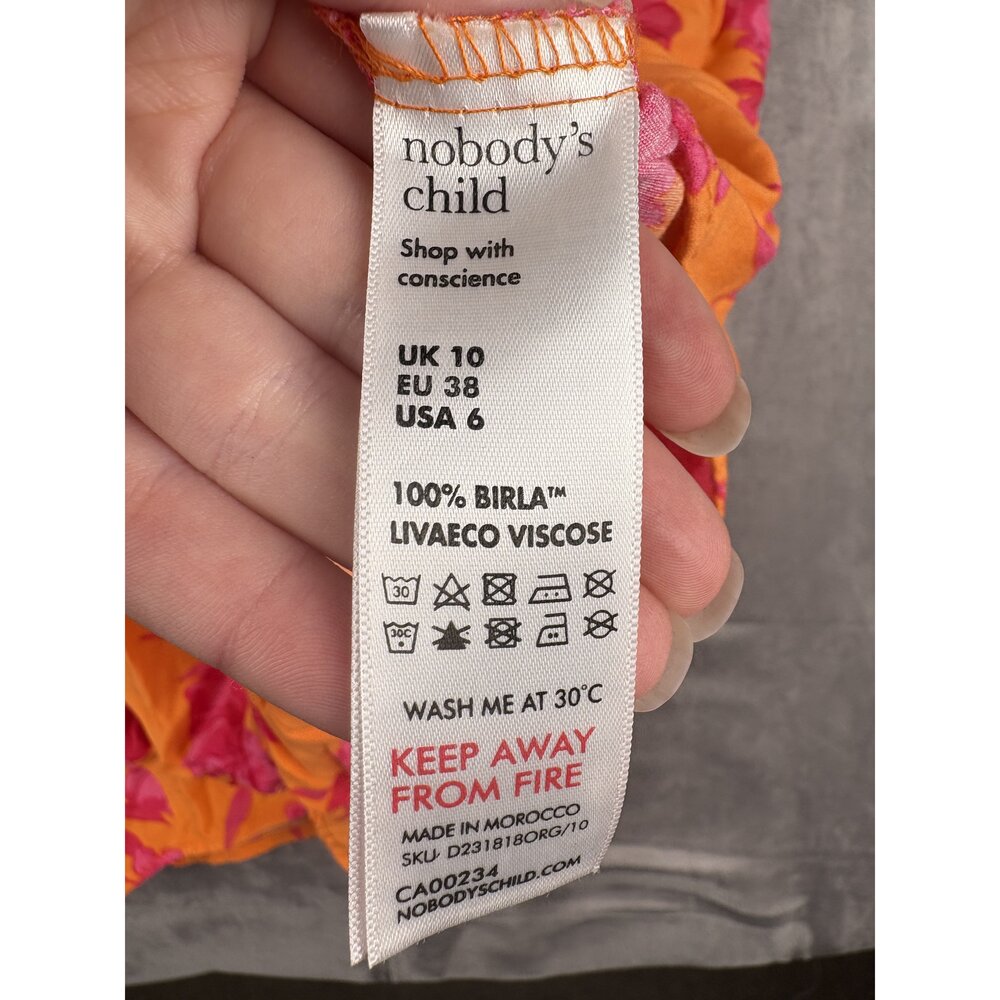 Nobody's Child Floral Orange Pink Maxi Dress Size 6 - Picture 5 of 10